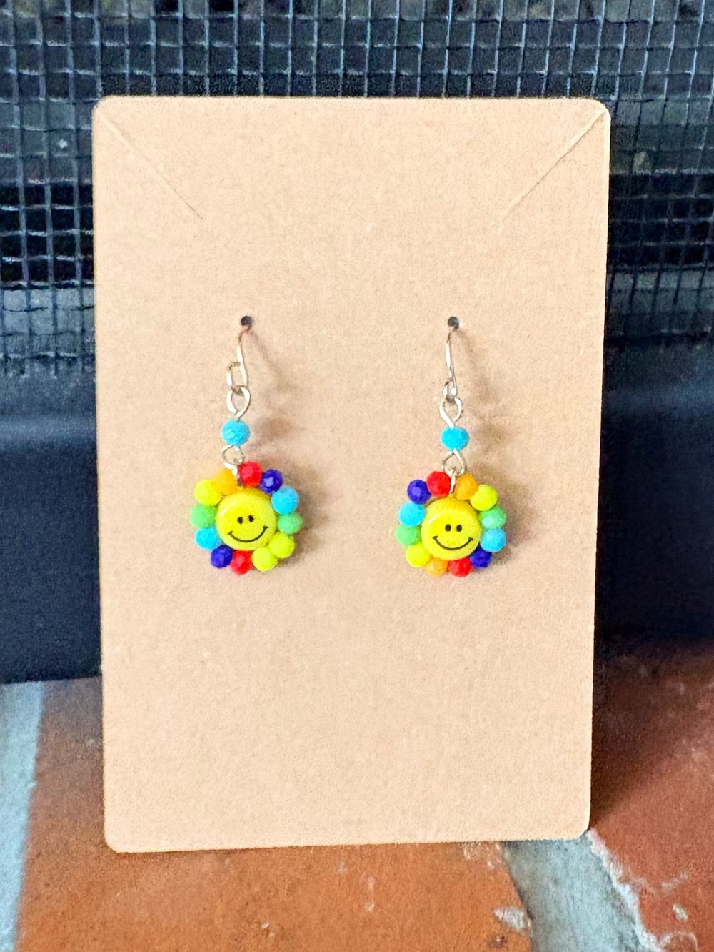 New Beaded Smiley Face Earrings